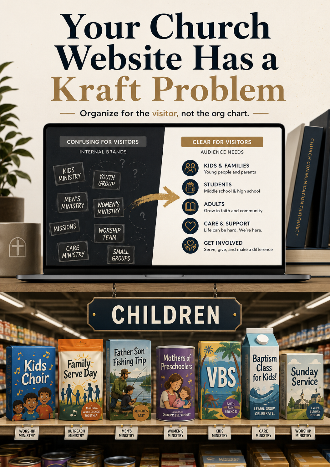 Grocery stores do not organize by brand, and neither should your website